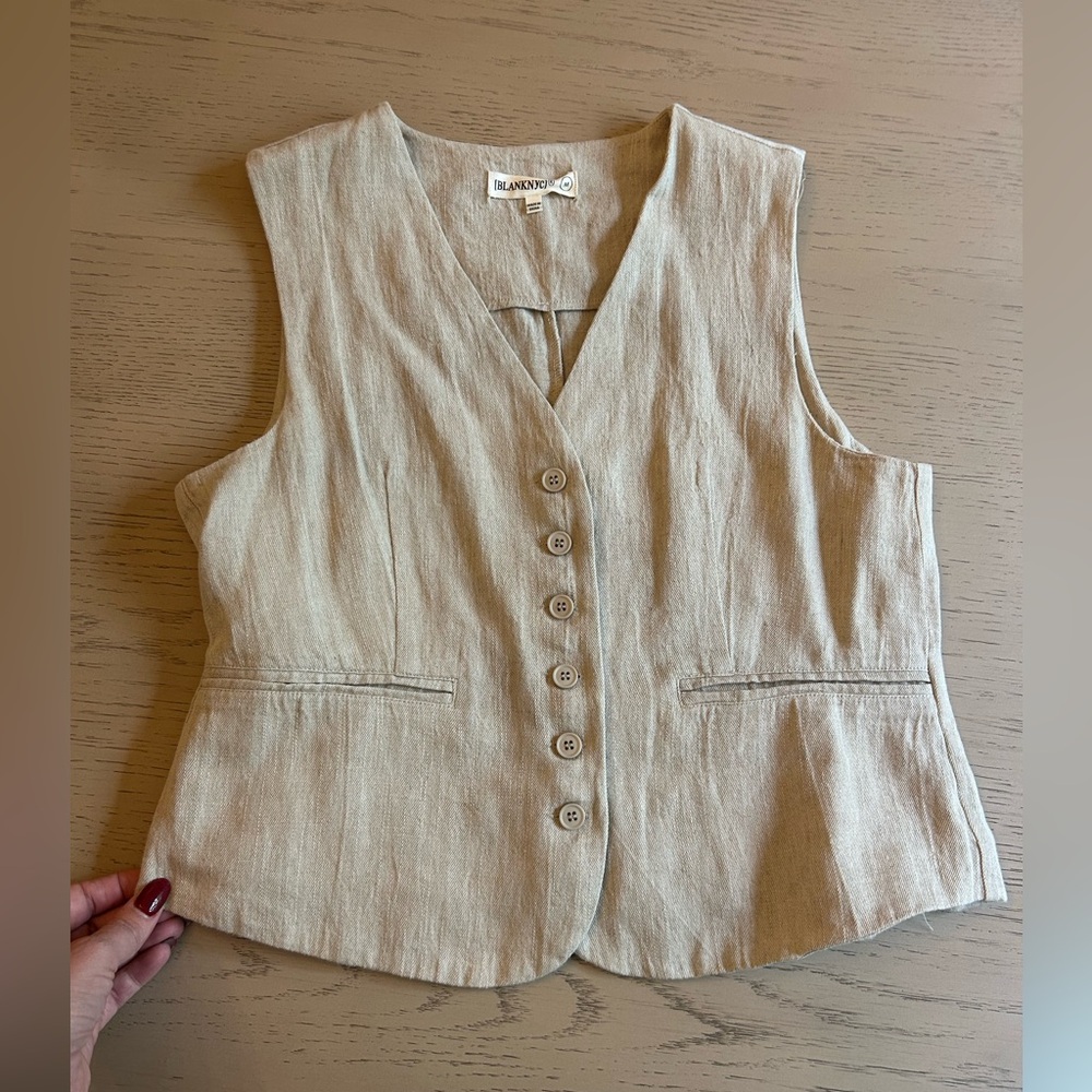 BlankNYC Beige Linen Vest